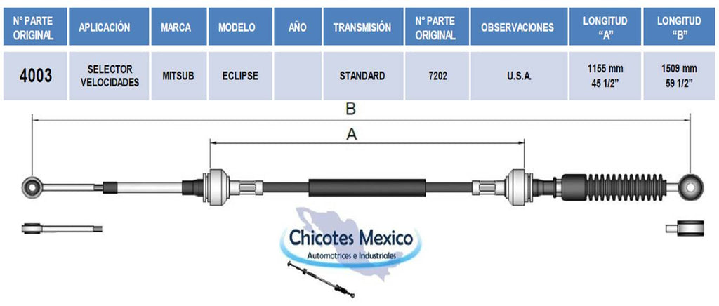 Chicote Transversal Mitsubishi Eclipse Transmisión Estándar