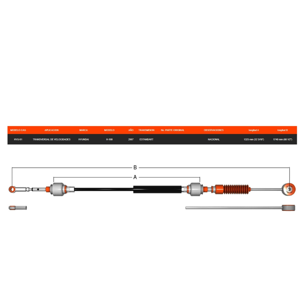 Chicote Transversal Para Hyundai H-100 Gasolina Transmisión Estándar