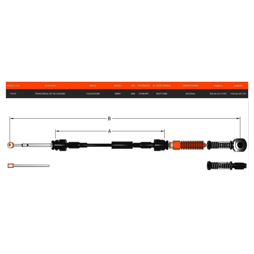 Chicote Transversal para Volkswagen Derby Van Año 2004-2006 Estándar