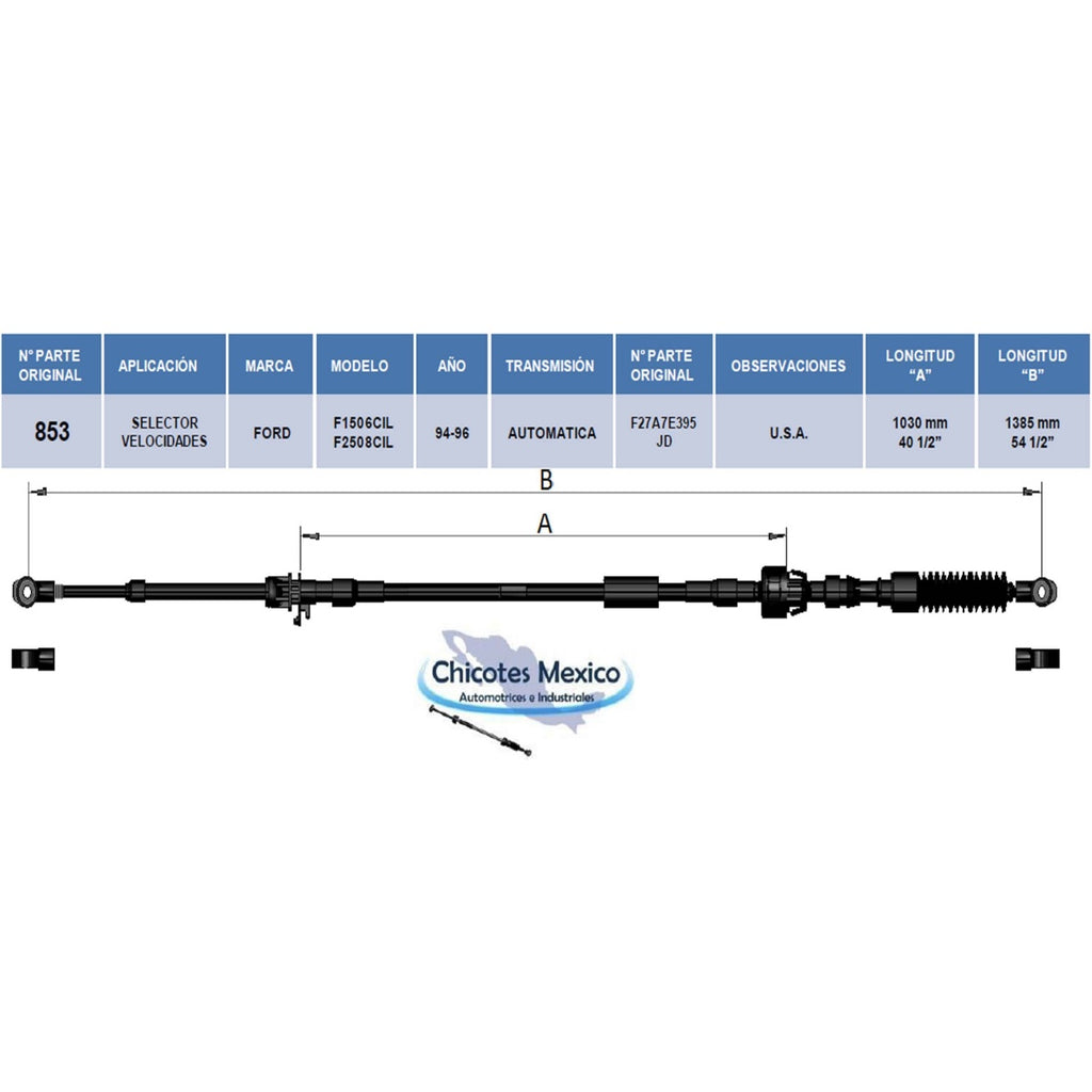 Chicote Selector De Velocidades Para Ford F150 Año 1992-1997 Automático