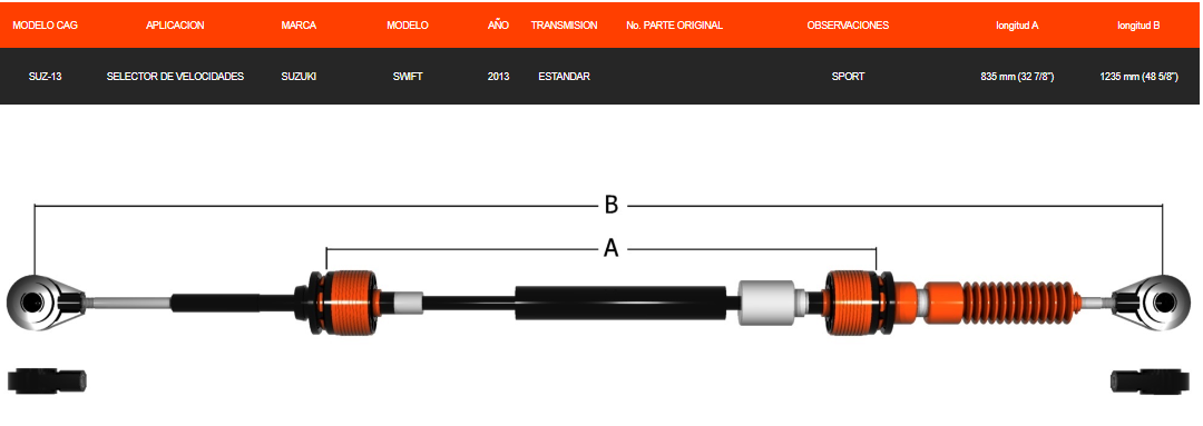 Chicote Selector Suzuki Swift Año 2013 Transmisión Estándar