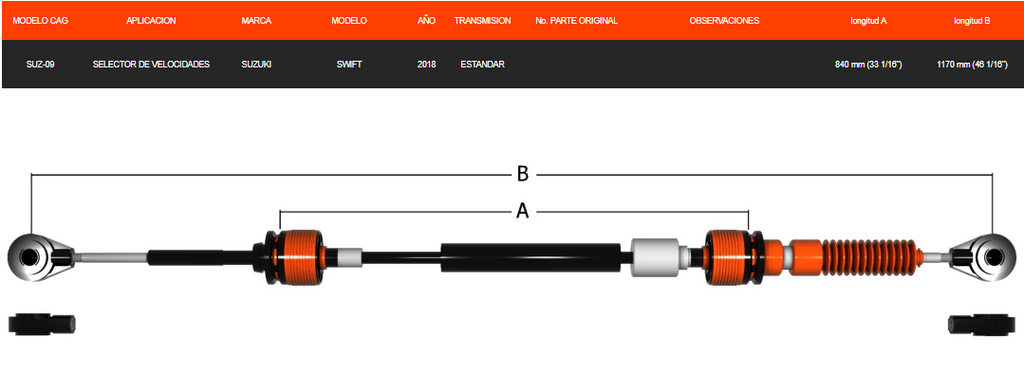 Chicote Selector Para Caja De Suzuki Swift Año 2018 Transmisión Estándar