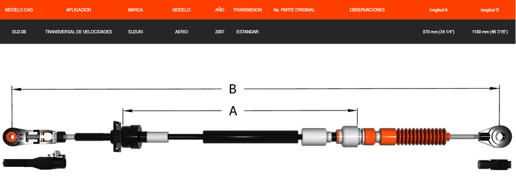 Chicote Transversal de Suzuki Aerio Año 2007 Estandar Para CajaDe Velocidades