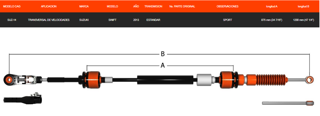 Chicote Transversal Para Suzuki Swift Transmisión Estándar Año 2013