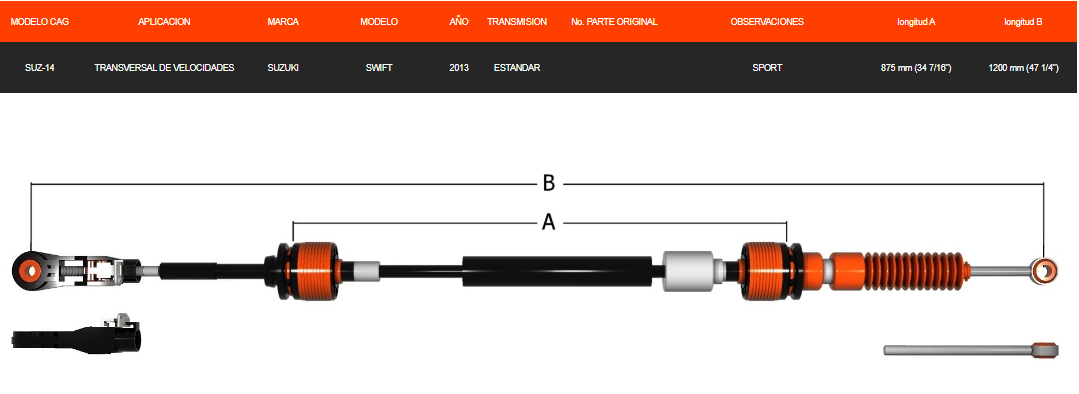 Chicote Transversal Para Suzuki Swift Transmisión Estándar Año 2013