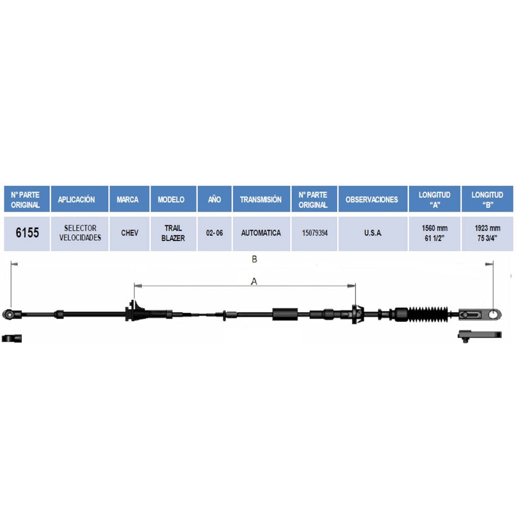 Chicote Selector de Velocidades Chevrolet TrailBlazer 2002-2006 – Transmisión Automática