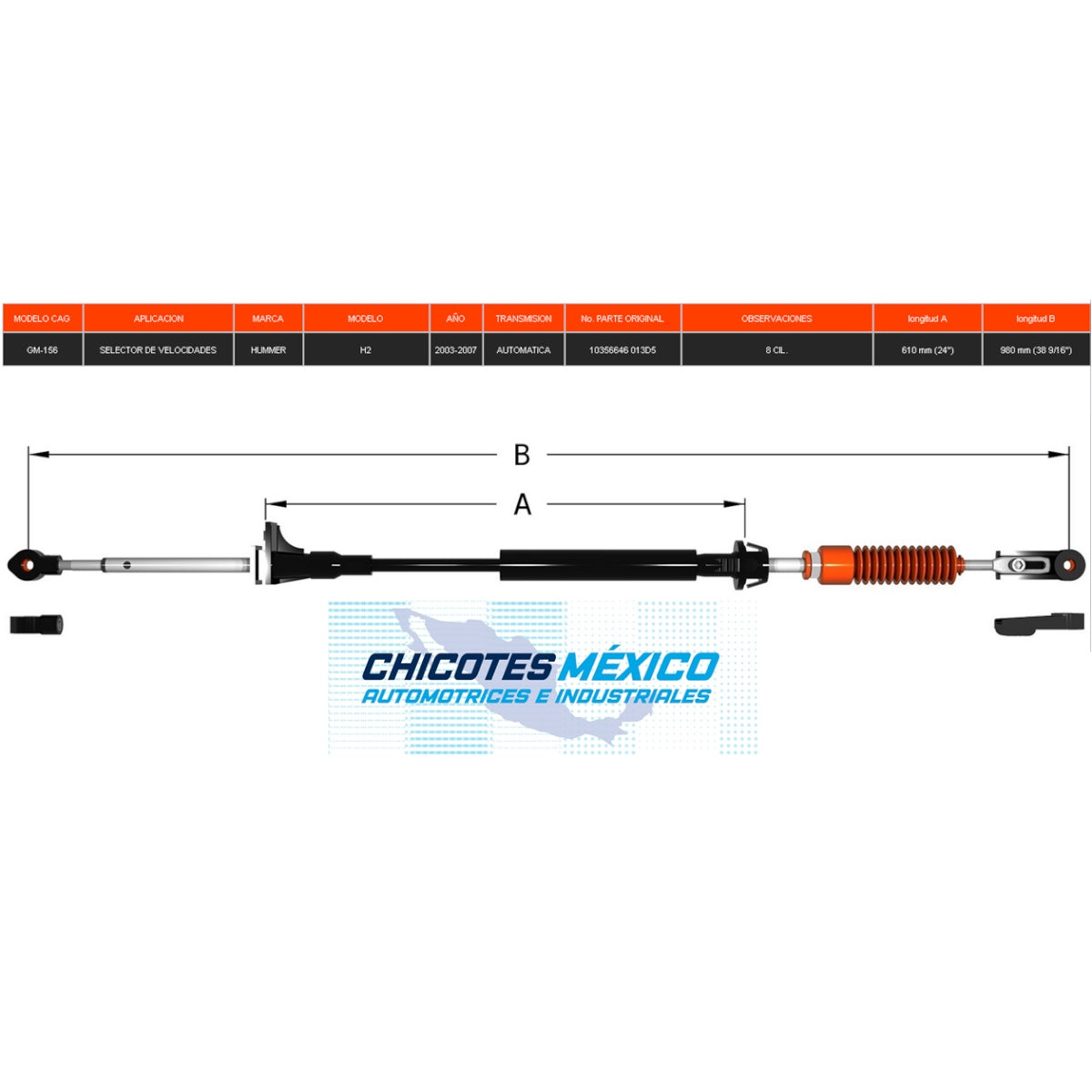 Chicote Selector de Hummer H-2 2006-2008 Transmisión Automática