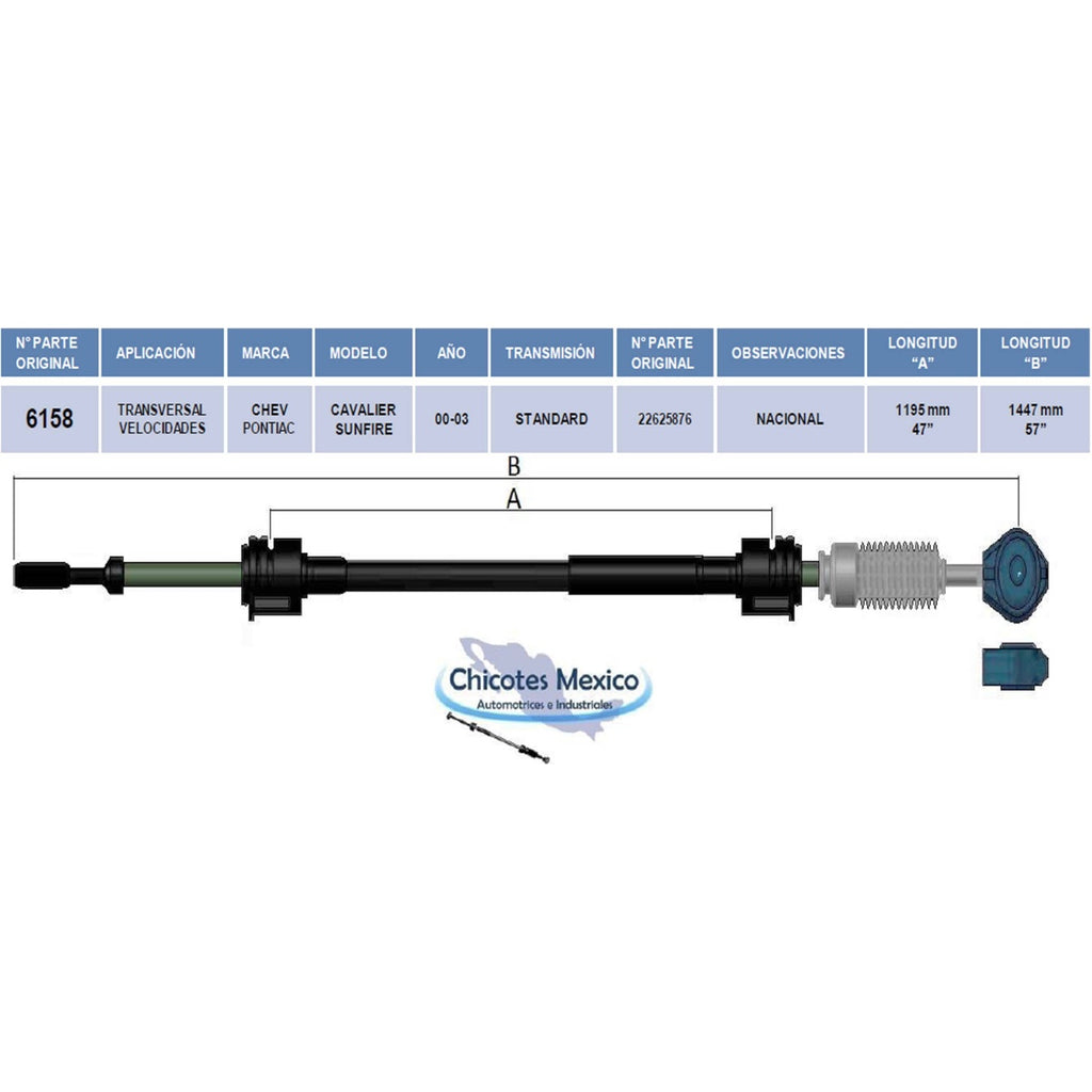 Chicote Transversal Para Chrevrolet Cavalier y Pontiac Sunfire 2000-2003 Estándar