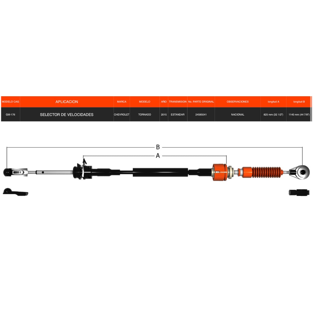 Chicote Selector Para Chevrolet Tornado 2015 Transmisión Estándar.