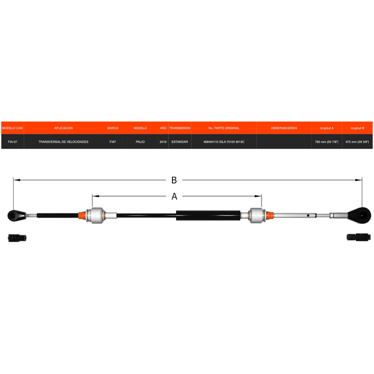 Chicote Transversal Para Fiat Adventure, Palio, Strada 2016 Estandar
