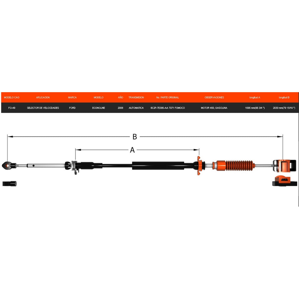 Chicote Selector Para Ford Econoline 2008 Transmisión Automática