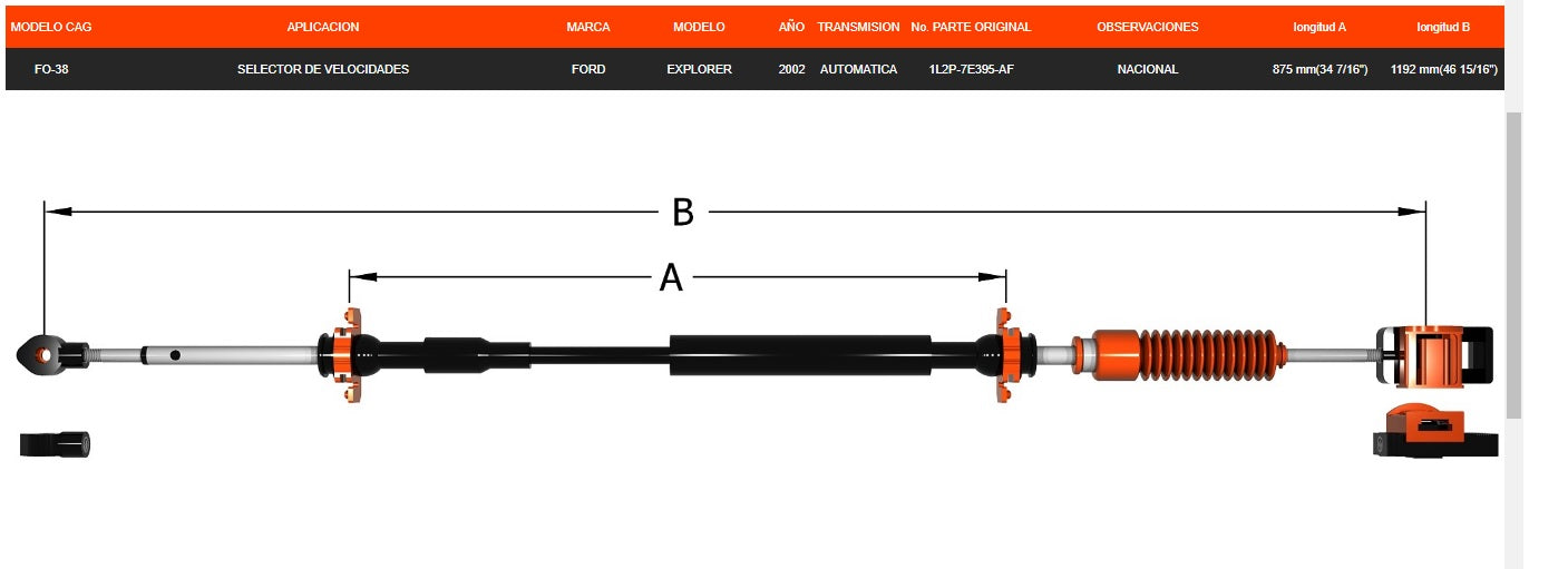 Chicote Selector Ford Explorer 2002-2004 Transmisión Automática