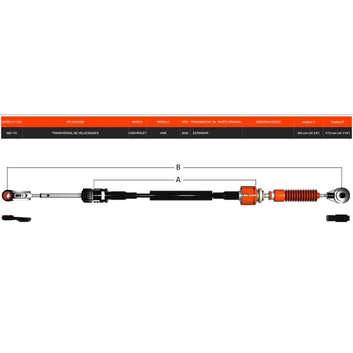 Chicote Transversal Para Chevrolet HHR Año 2006 Transmisión Estándar