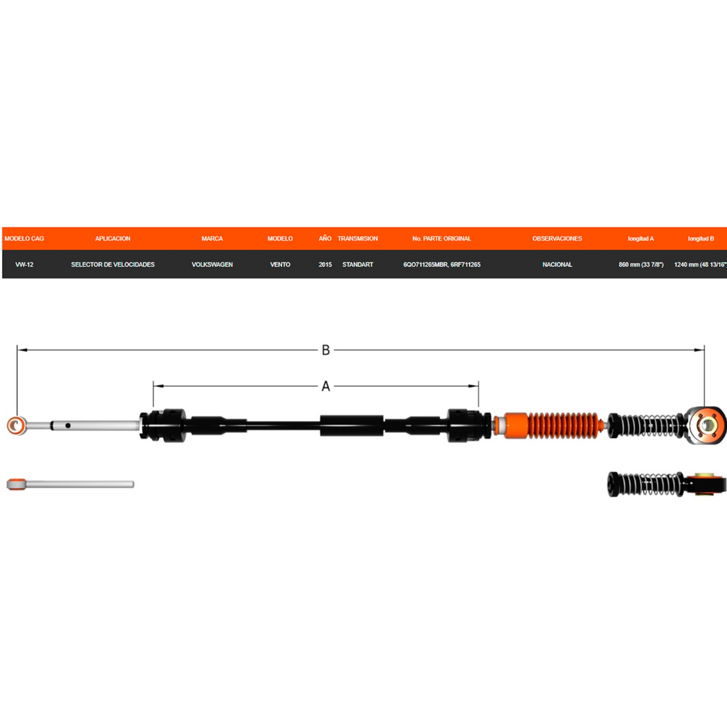 Chicote Selector Para Volkswagen Vento 2014-2015 Transmisión Estándar