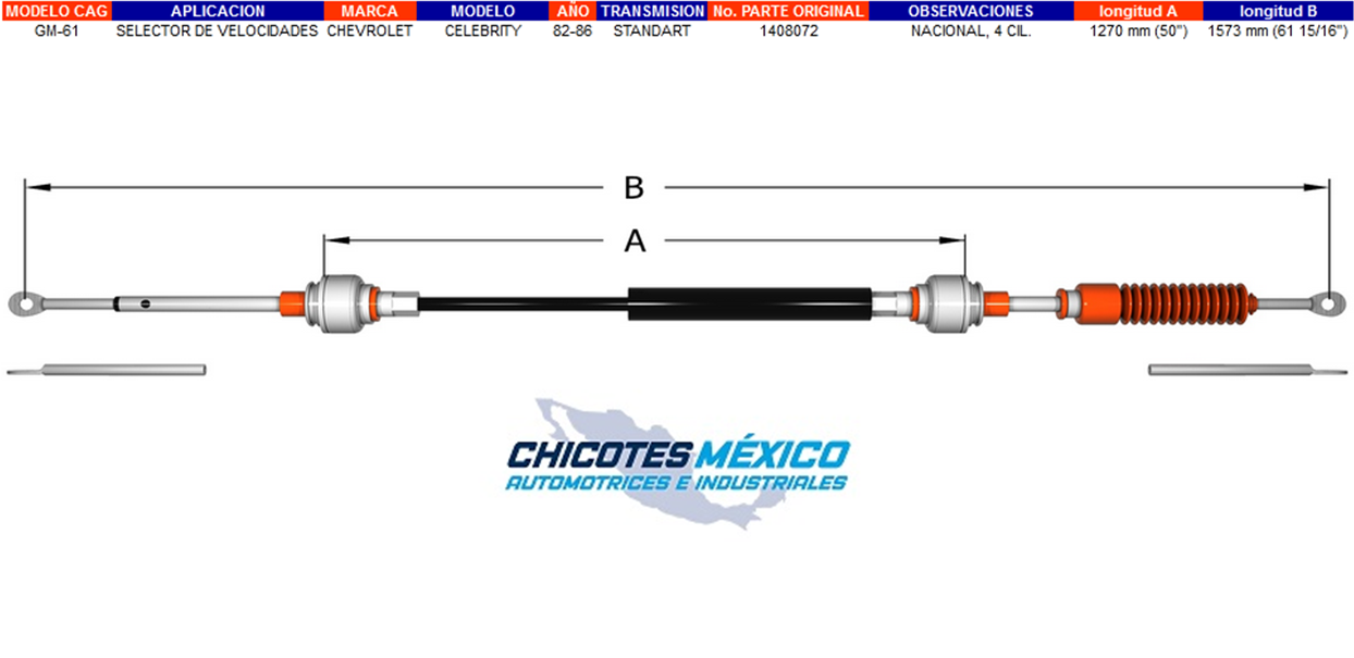 Chicote Selector De Velocidades Chevrolet Celebrity 1982-1986 Estándar