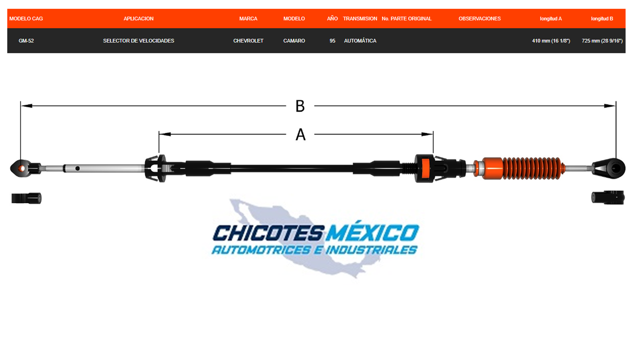 Chicote Para Chevrolet Camaro 1995 Transmisión Automática