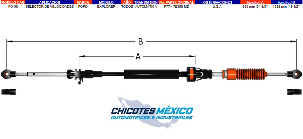 Chicote Selector De Velocidades Ford Explorer Y Ranger 1997-2002 Automática