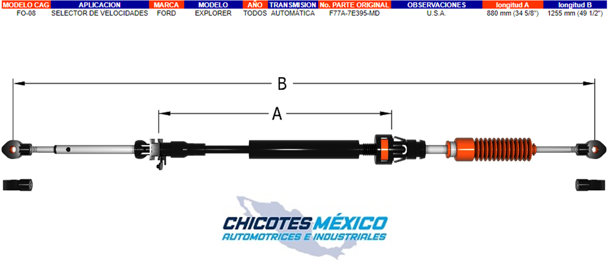 Chicote Selector De Velocidades Ford Explorer Y Ranger 1997-2002 Automática