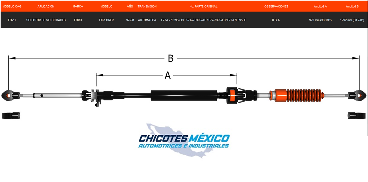 Chicote Para Ford Sport Track 2002 Transmisión Automática