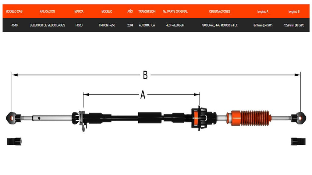 Chicote Selector Ford Triton F-250 Año 200-2004 De Transmisión Automática