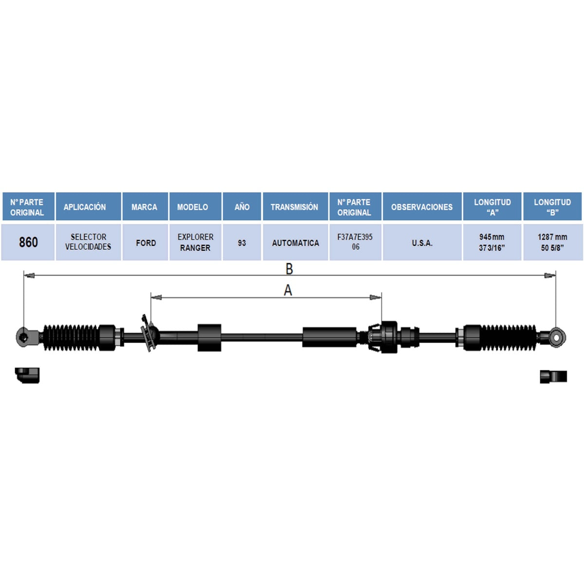 Chicote Selector Para Ford Explorer y Ranger 1993 Automático