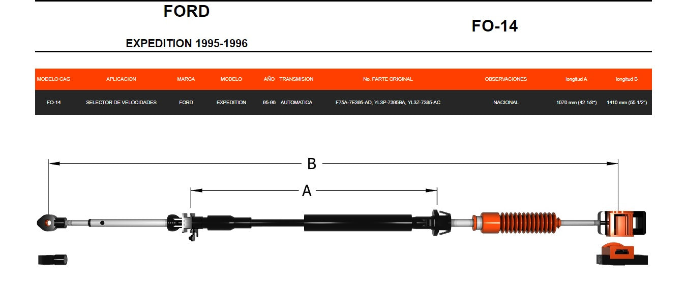 Chicote Selector Velocidades Ford Lobo F250 95-98 Automatica