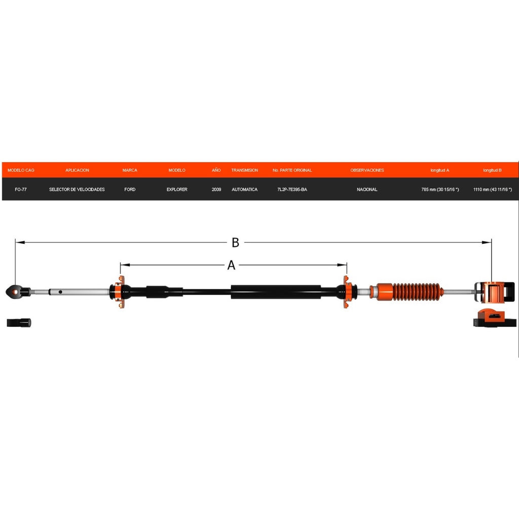 Chicote Selector Para Ford Explorer 2009 Transmisión Automática.
