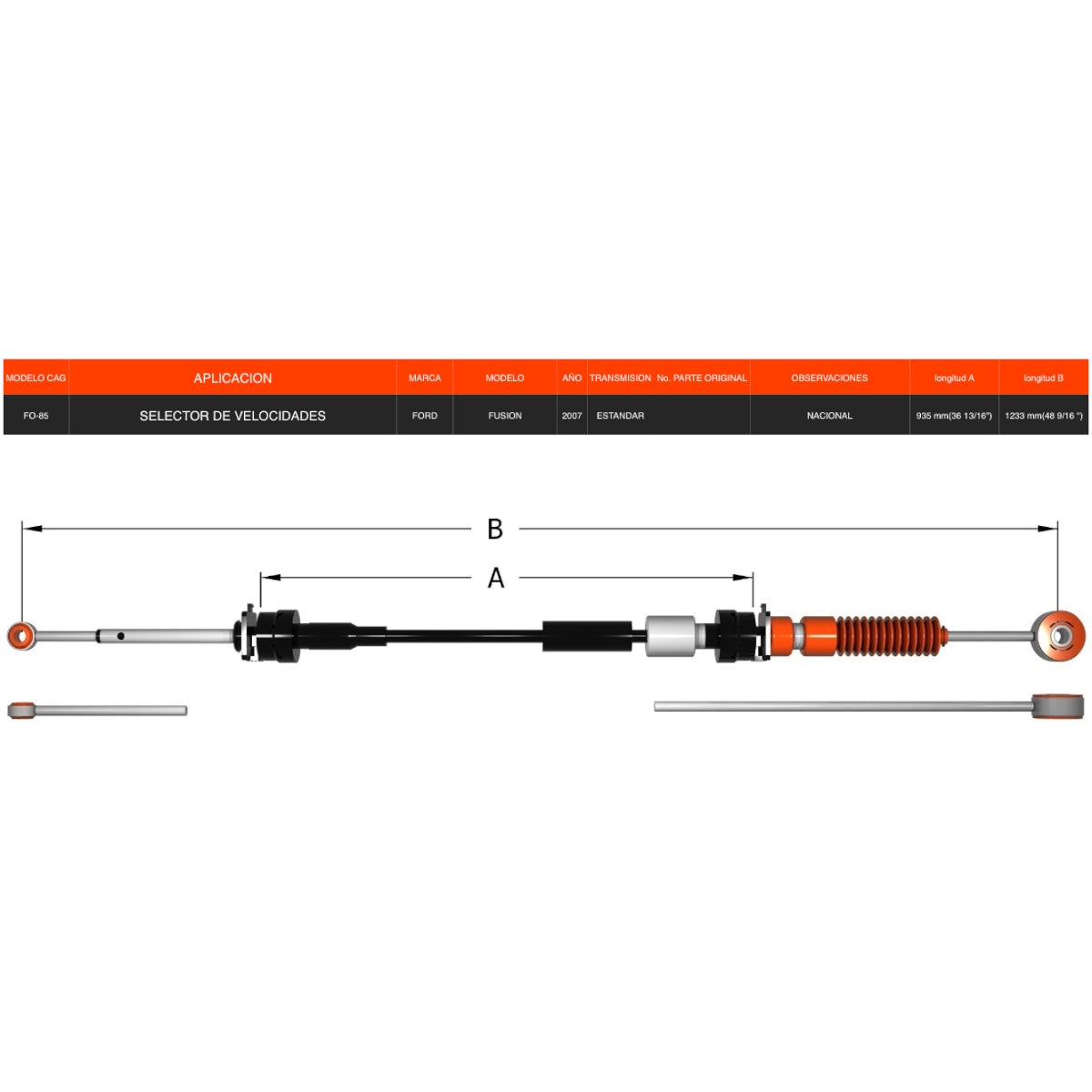 Chicote Selector Ford Fusión Para Transmisión Estándar 2007