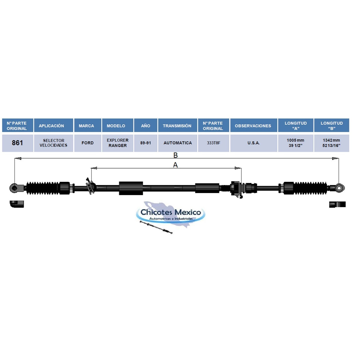Chicote Selector de velocidades Ford Explorer Ranger 89-91 Automática