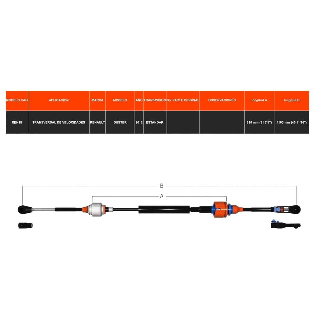 Chicote Transversal De Velocidades Renault Duster Año 2012 Estandar