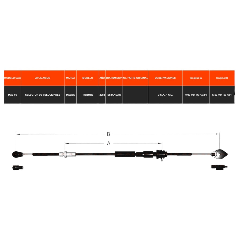 Chicote Selector Velocidades Para Mazda Tribute 2002 Estandar