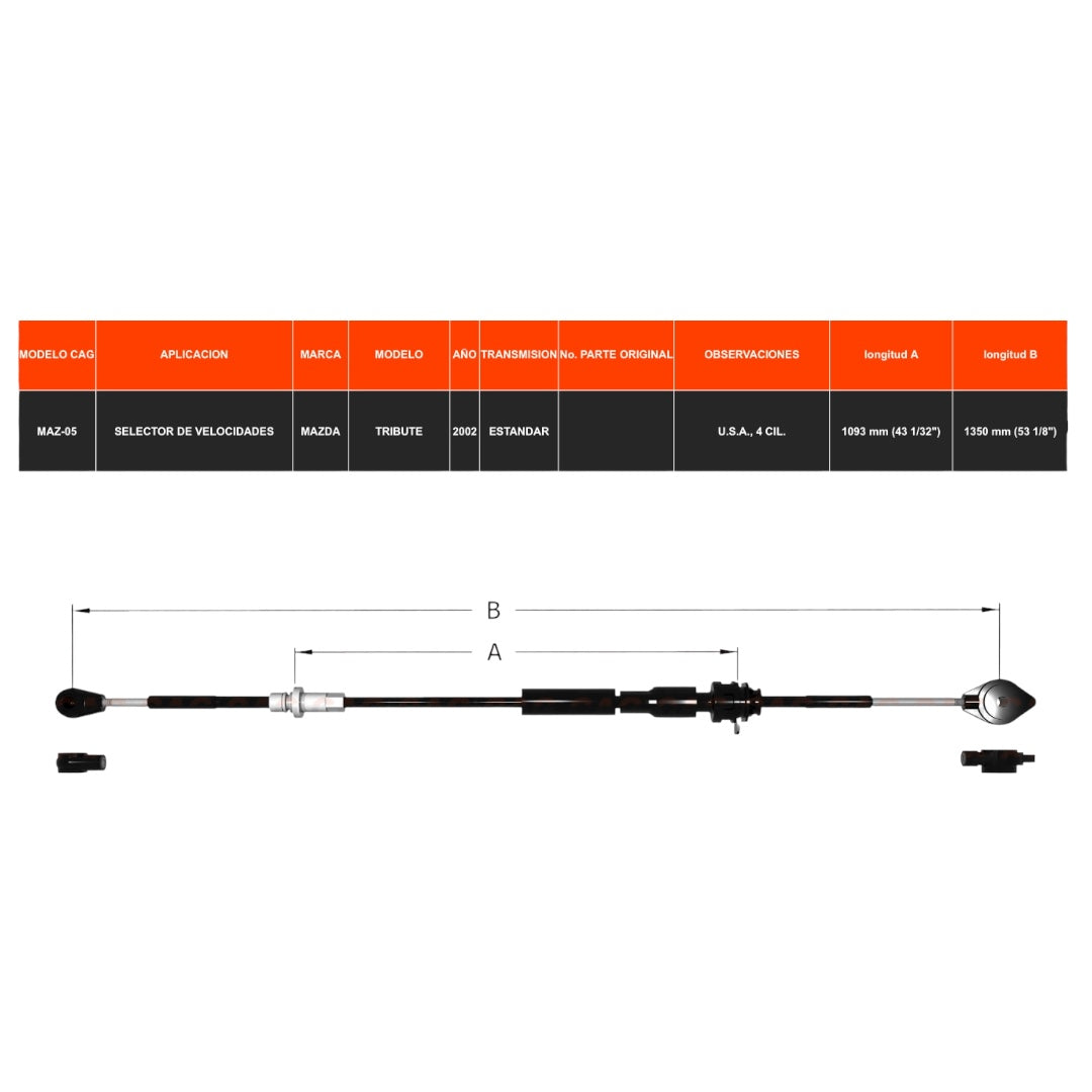 Chicote Selector Velocidades Para Mazda Tribute 2002 Estandar