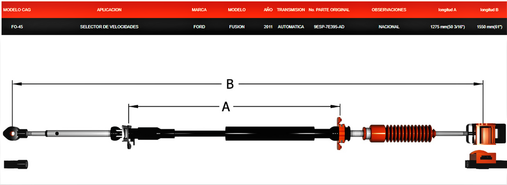 Chicote Selector Ford Fusión 2011 De Transmisión Automática