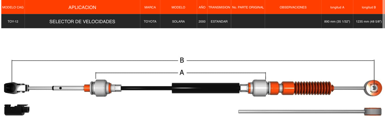 Chicote Selector para Toyota Solara 2000 Estándar Para Palanca Velocidades