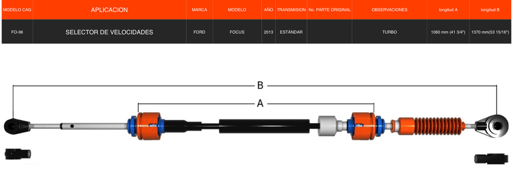 Chicote Selector Ford Focus Año 2013 Transmisión Estándar