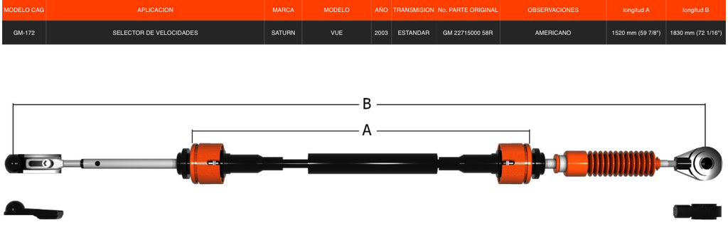 Chicote Selector Para Saturn Vue 2003 Transmisión Estándar.