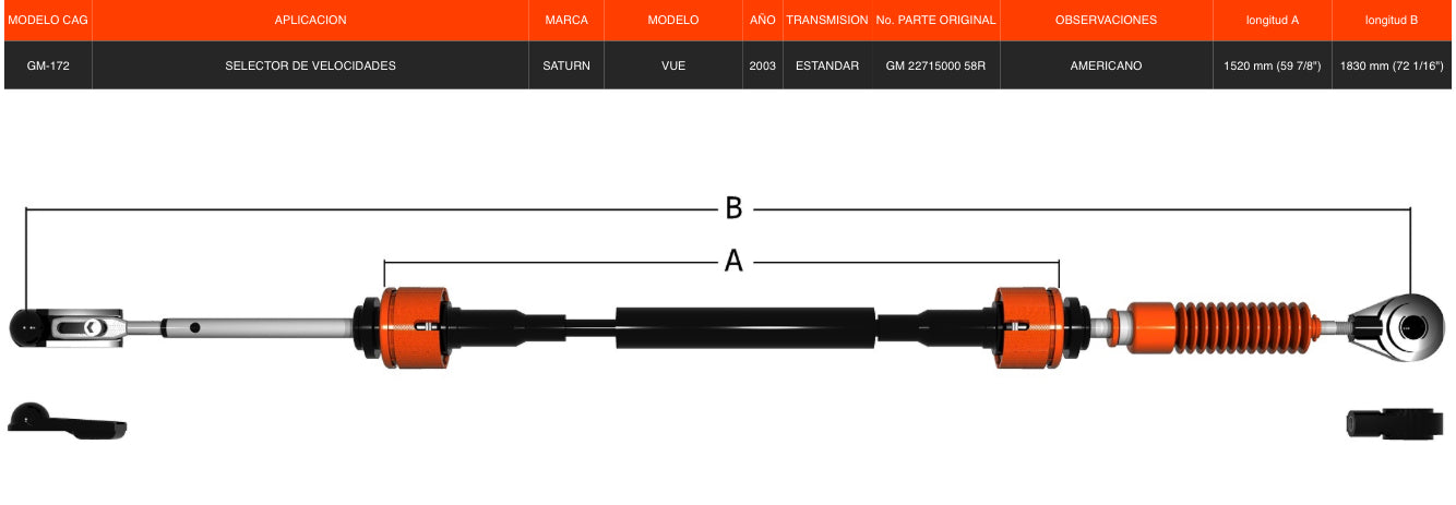 Chicote Selector Para Saturn Vue 2003 Transmisión Estándar.