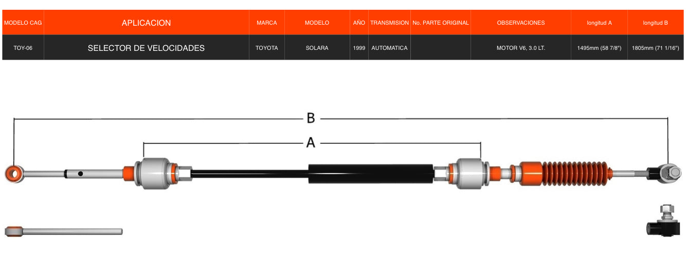 Chicote Selector Para Toyota Solara 1999 Transmisión Automática