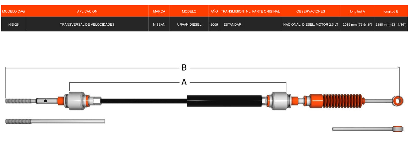 Chicote Para Nissan Urvan Transmisión Estándar