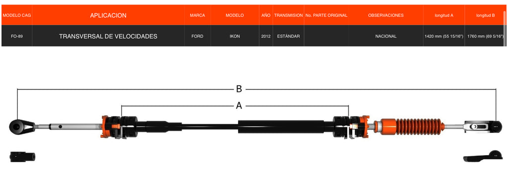 Chicote Transversal Ford Ikon 2012 Caja de Transmisión Estándar