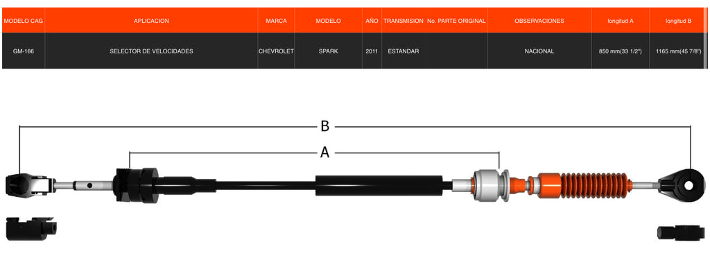 Chicote Selector Para Chevrolet Spark 2011 Transmisión Estándar