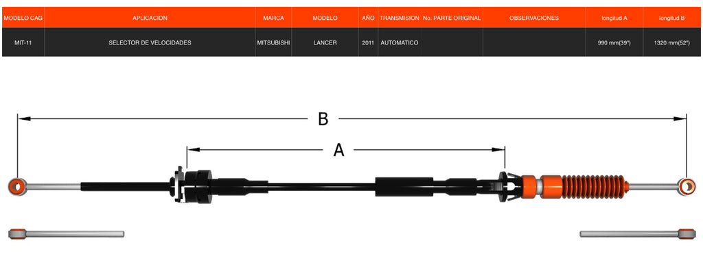Chicotes Selector Para Mitsubishi Lancer 2011 Transmisión Automática