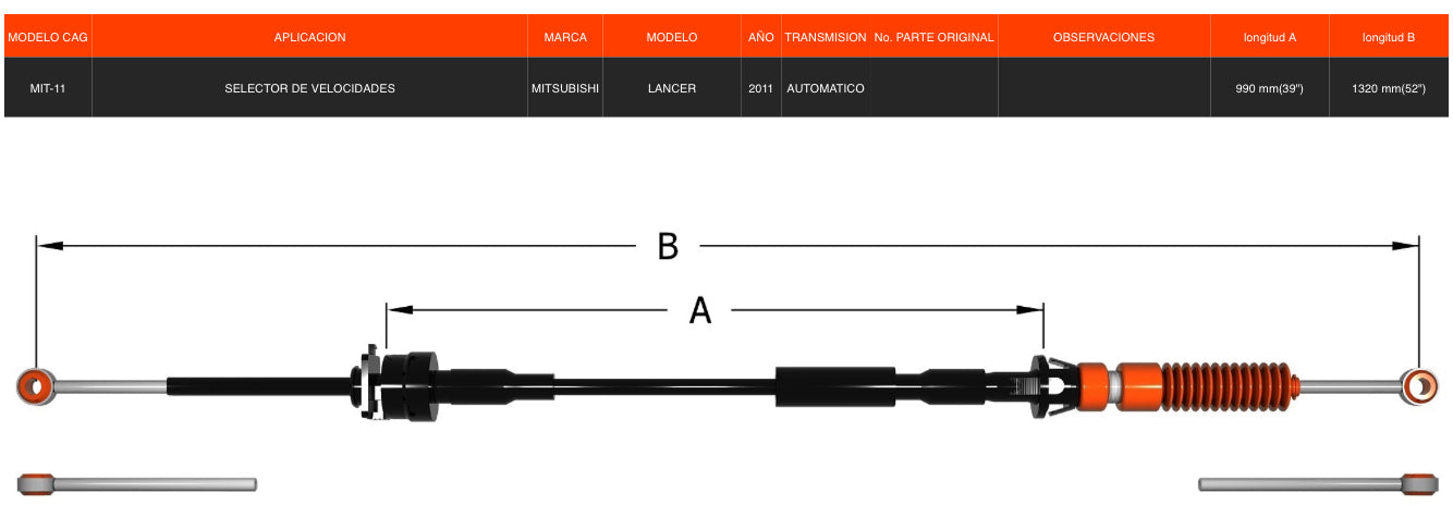 Chicotes Selector Para Mitsubishi Lancer 2011 Transmisión Automática