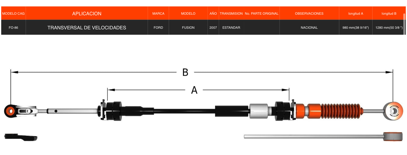Chicote Transversal Ford Fusión 2007 De Transmisión Estándar