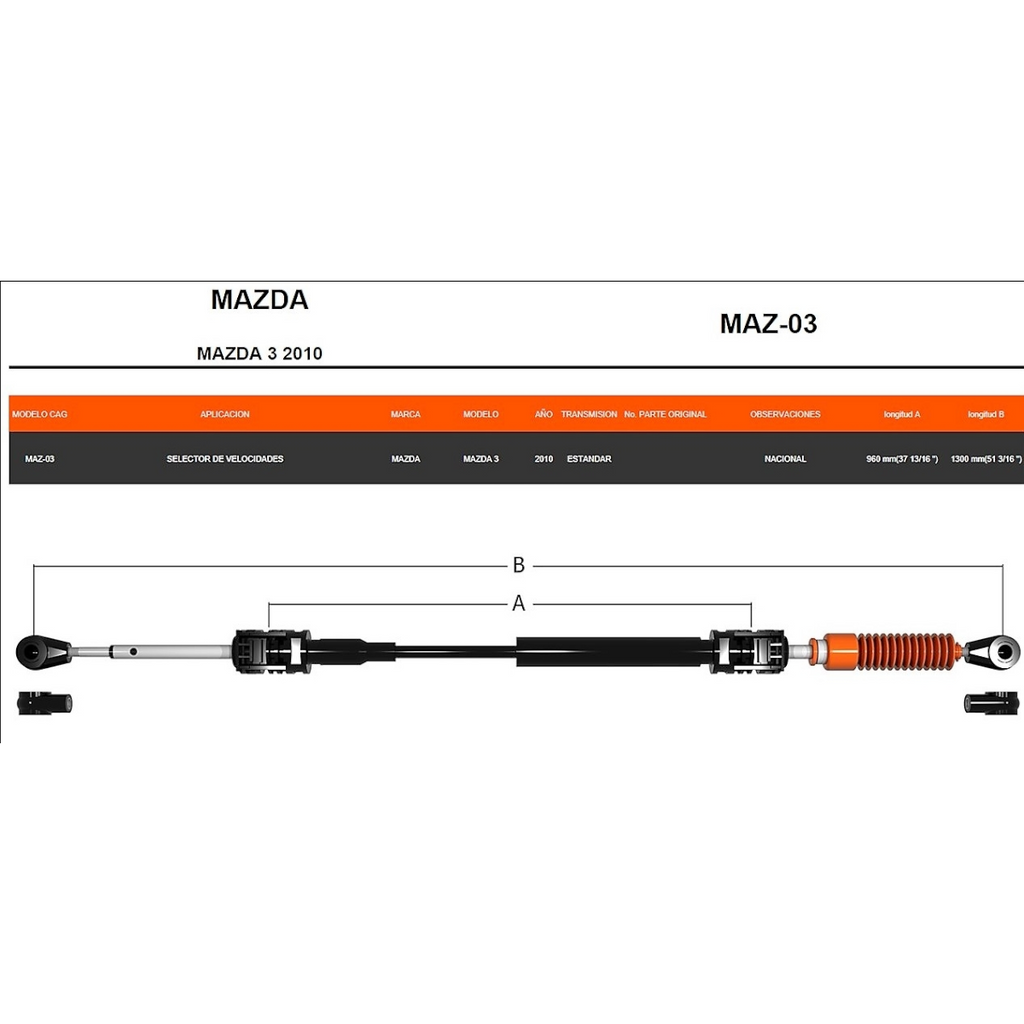 Chicote Selector Para Mazda 3 Año 2003