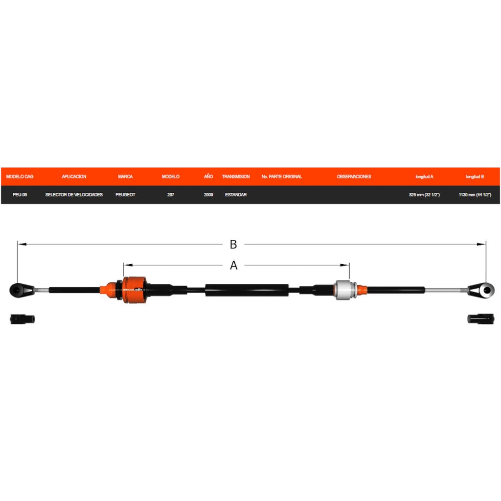 Chicote Selector Peugeot 207 Año 2009 Transmisión Estándar