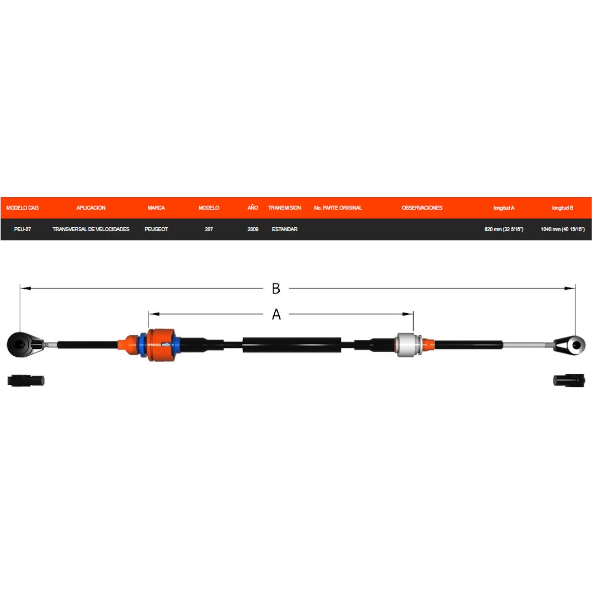 Chicote Transversal Peugeot 207 Año 2009 Transmisión Estándar