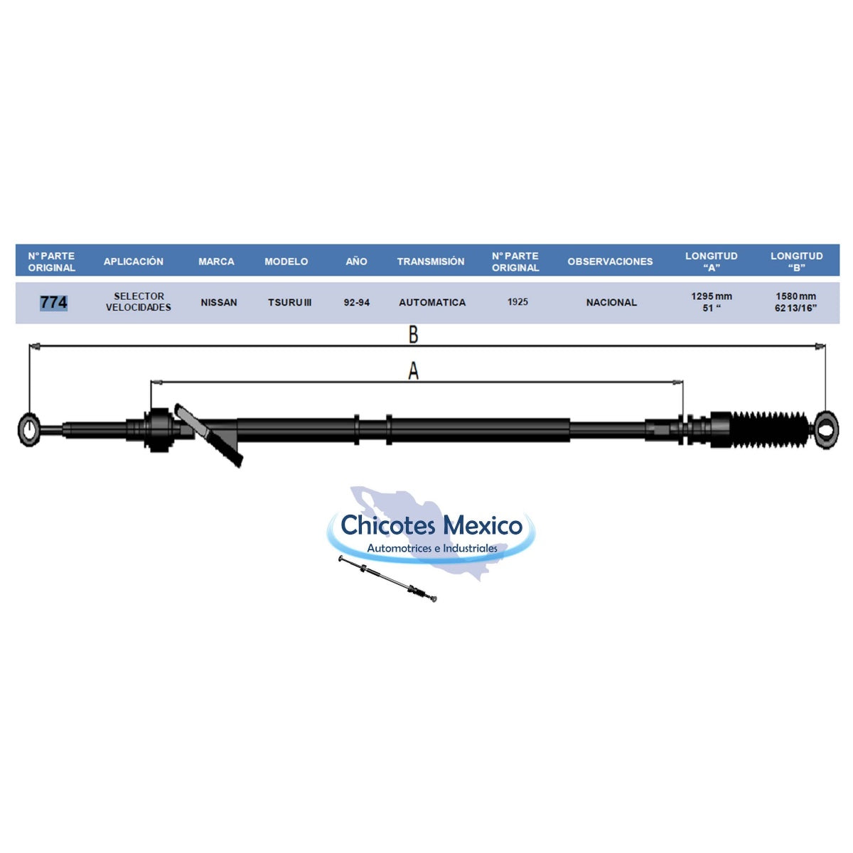 Chicote Selector Nissan Tsuru III Transmisión Automática