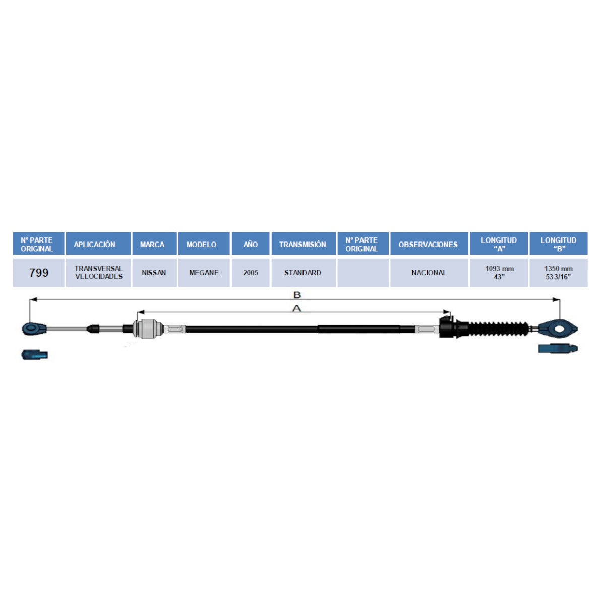 Chicote Transversal Para Renault Megane Año 2007 De Transmisión Estándar