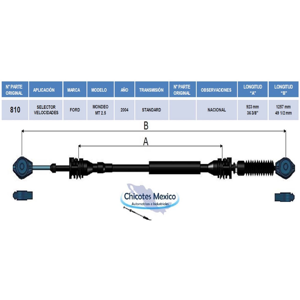 Chicote Selector Velocidades Ford Mondeo Año 2004 Estandar Mt 2.5